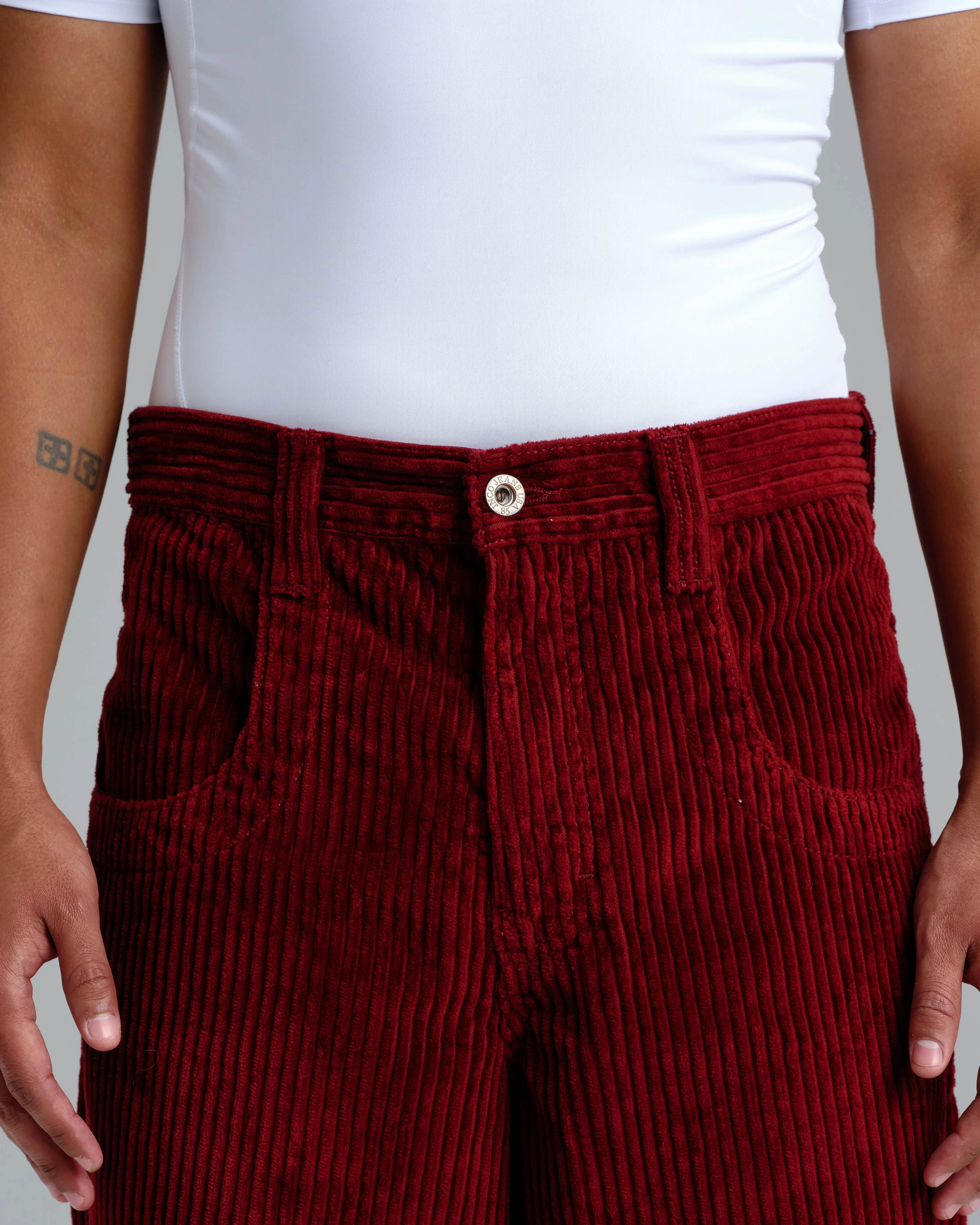 101 Twin Cannon. 26. 4 Wale Corduroy. Burgundy.