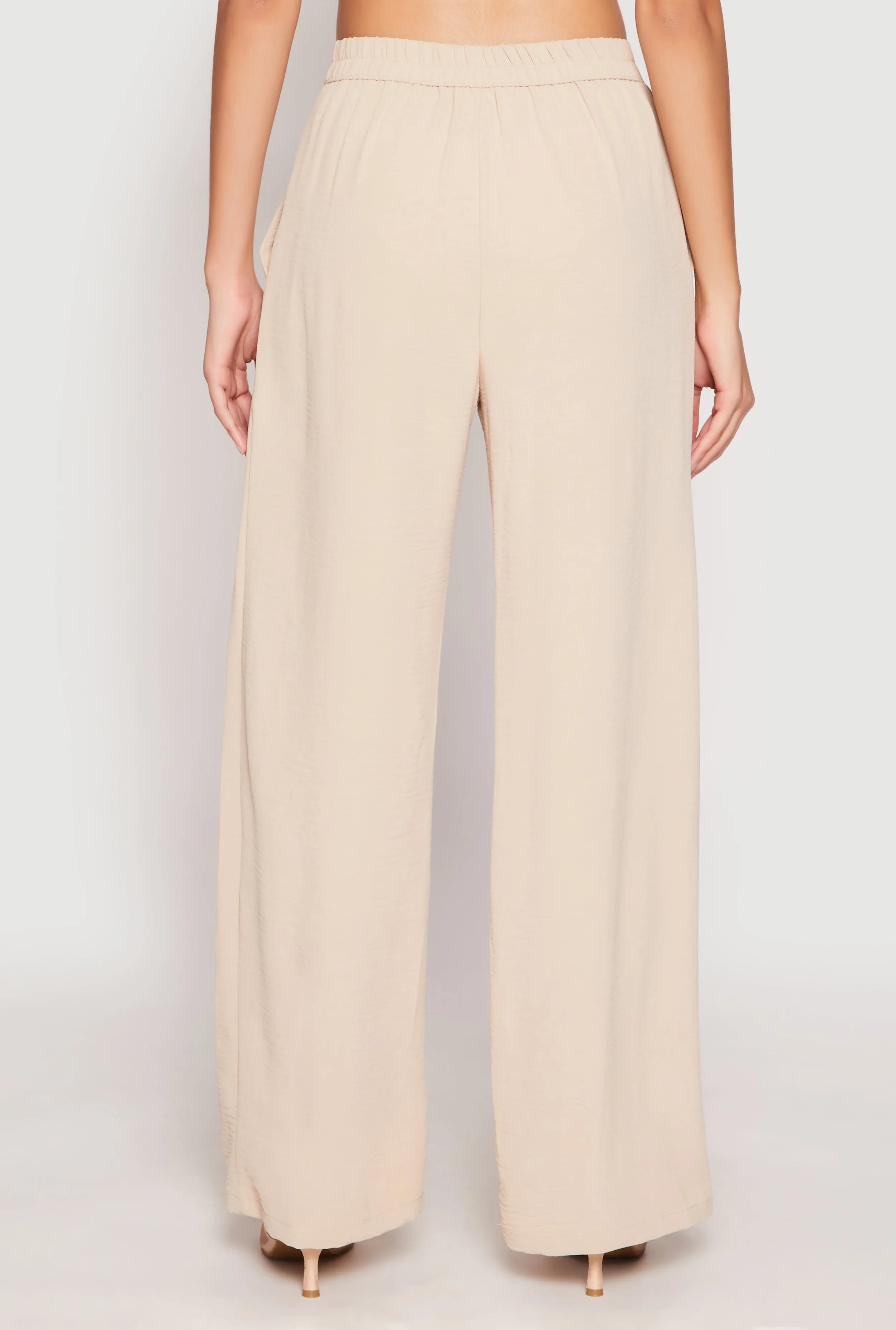 Airy Crepe Knit Wide Leg Dress Pants
