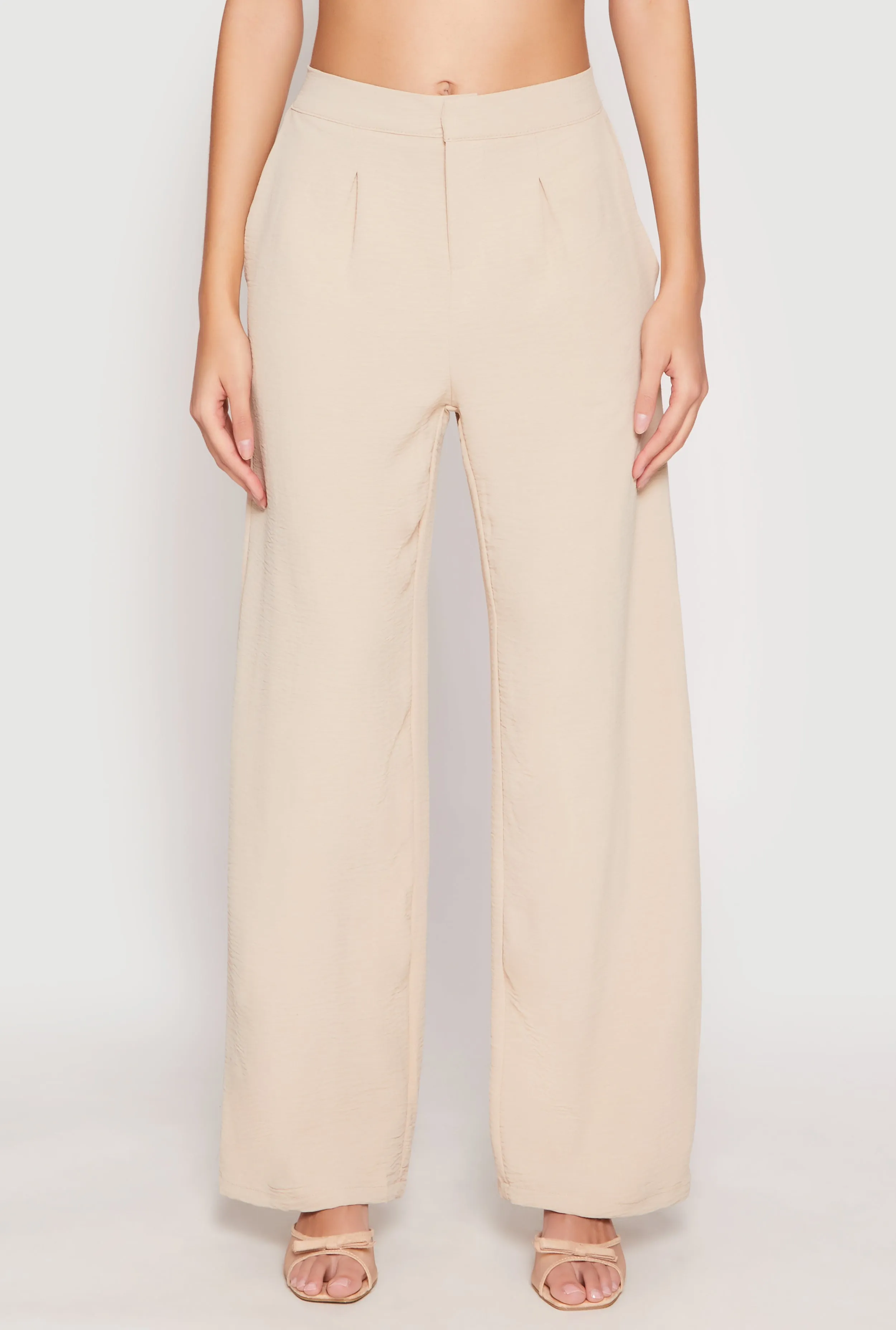 Airy Crepe Knit Wide Leg Dress Pants