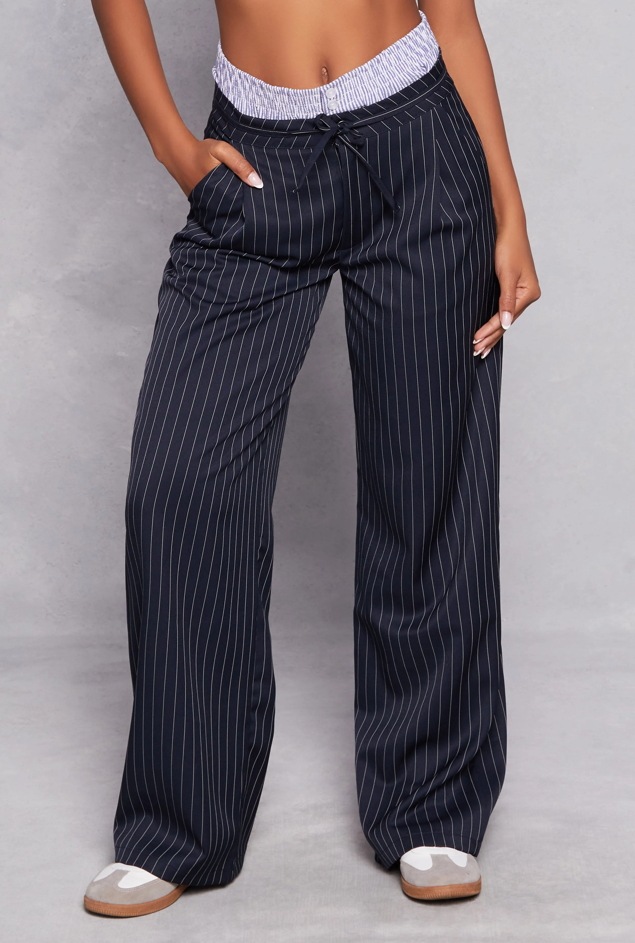 Almost Famous Boxer Detail Pinstripe Pants