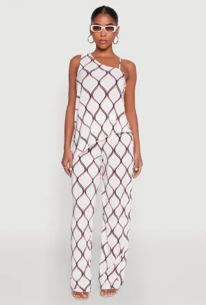 Almost Famous Printed Plisse Wide Leg Pants
