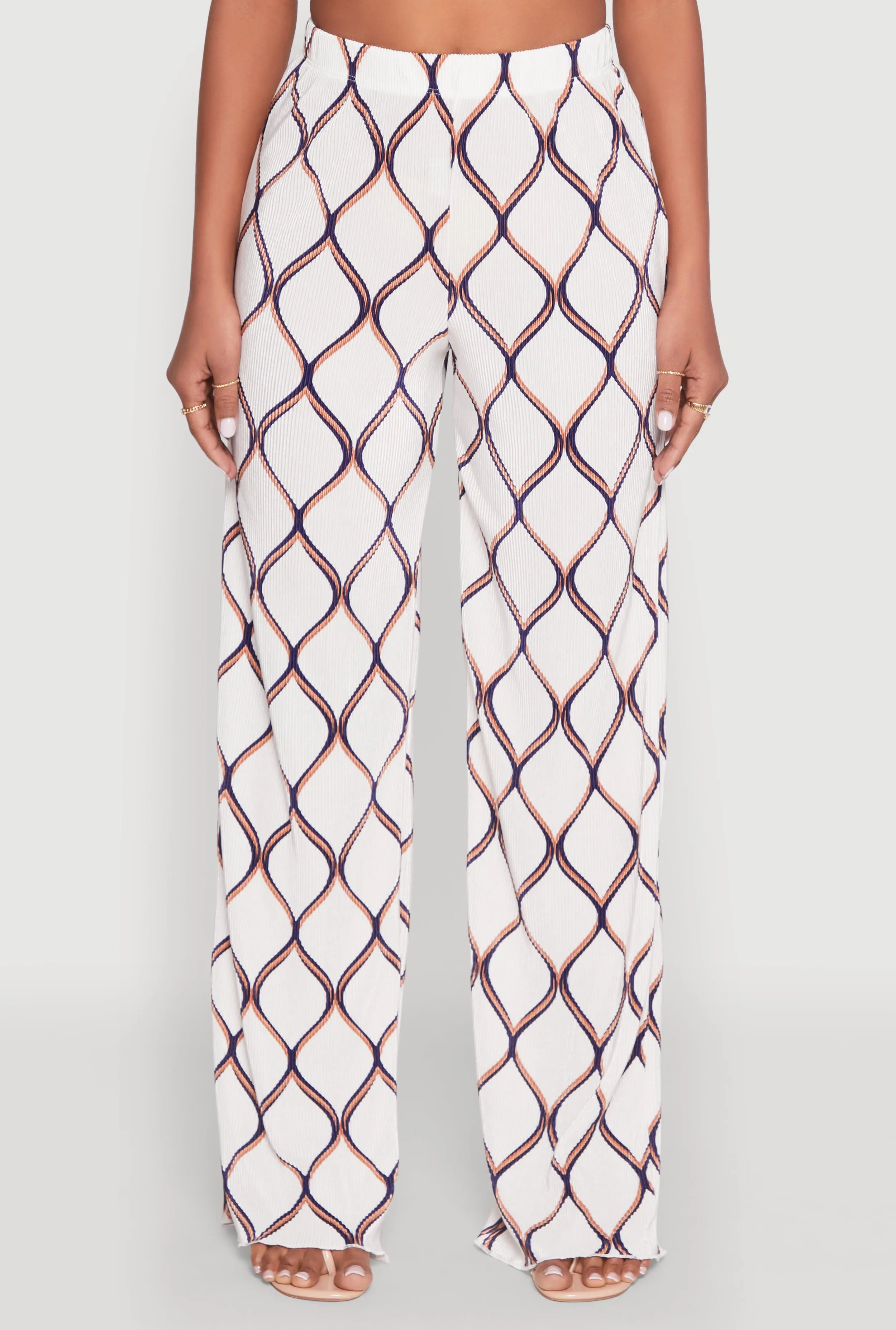 Almost Famous Printed Plisse Wide Leg Pants