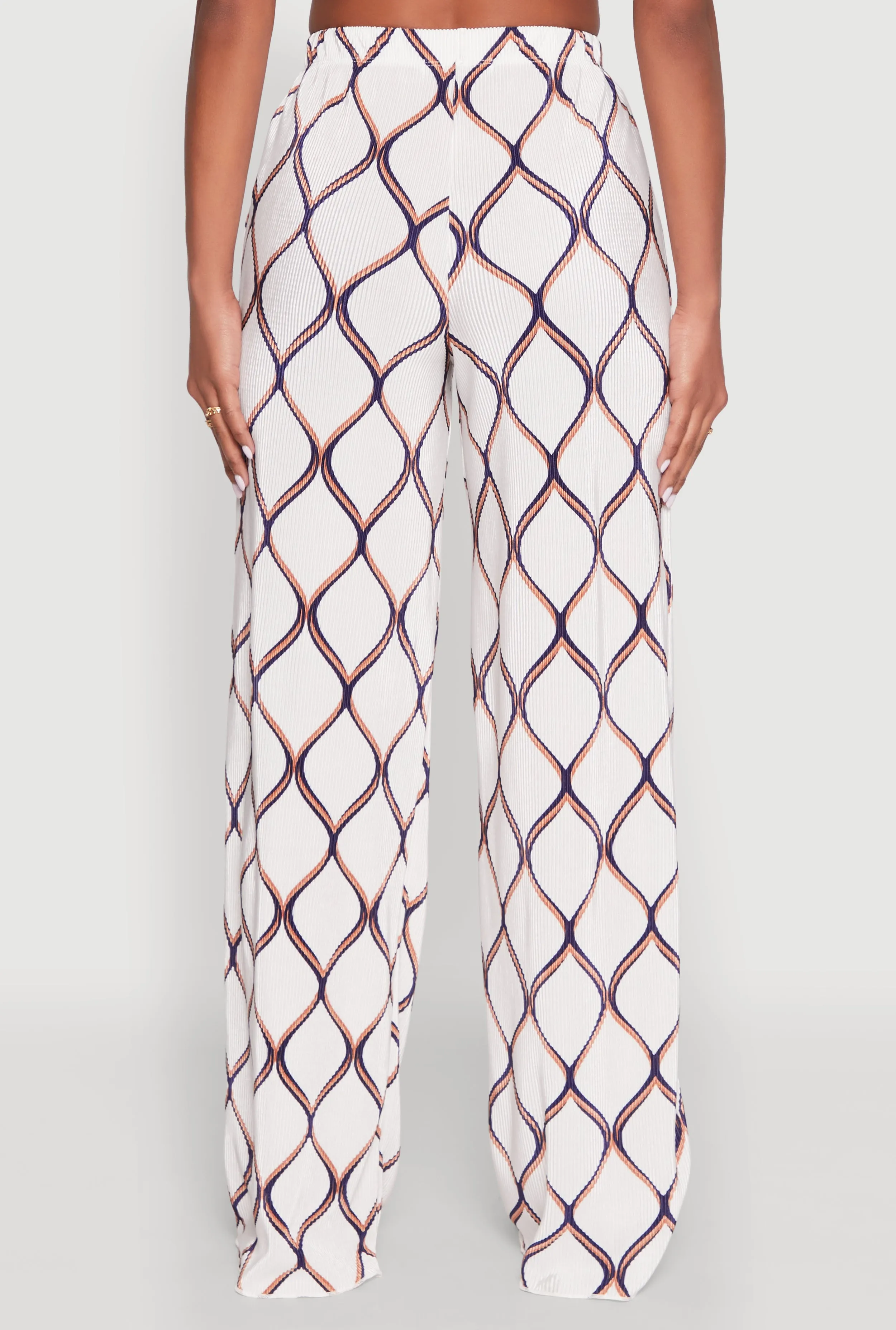 Almost Famous Printed Plisse Wide Leg Pants