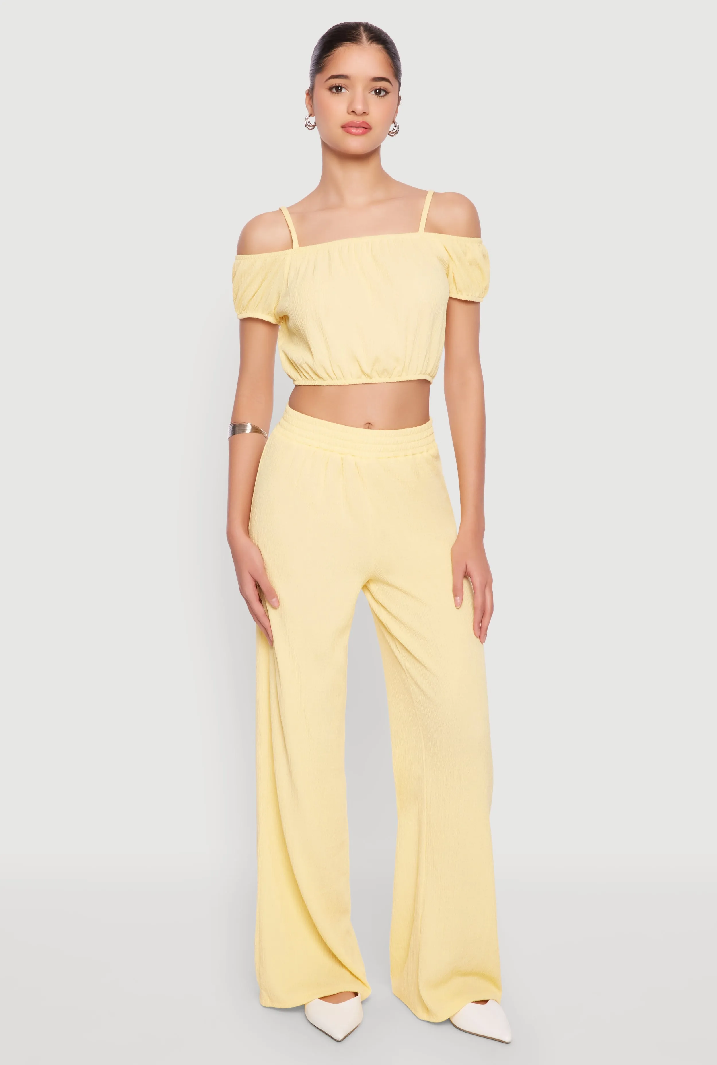 Almost Famous Textured Knit Wide Leg Pants