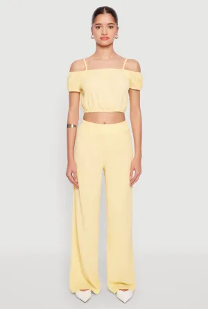 Almost Famous Textured Knit Wide Leg Pants