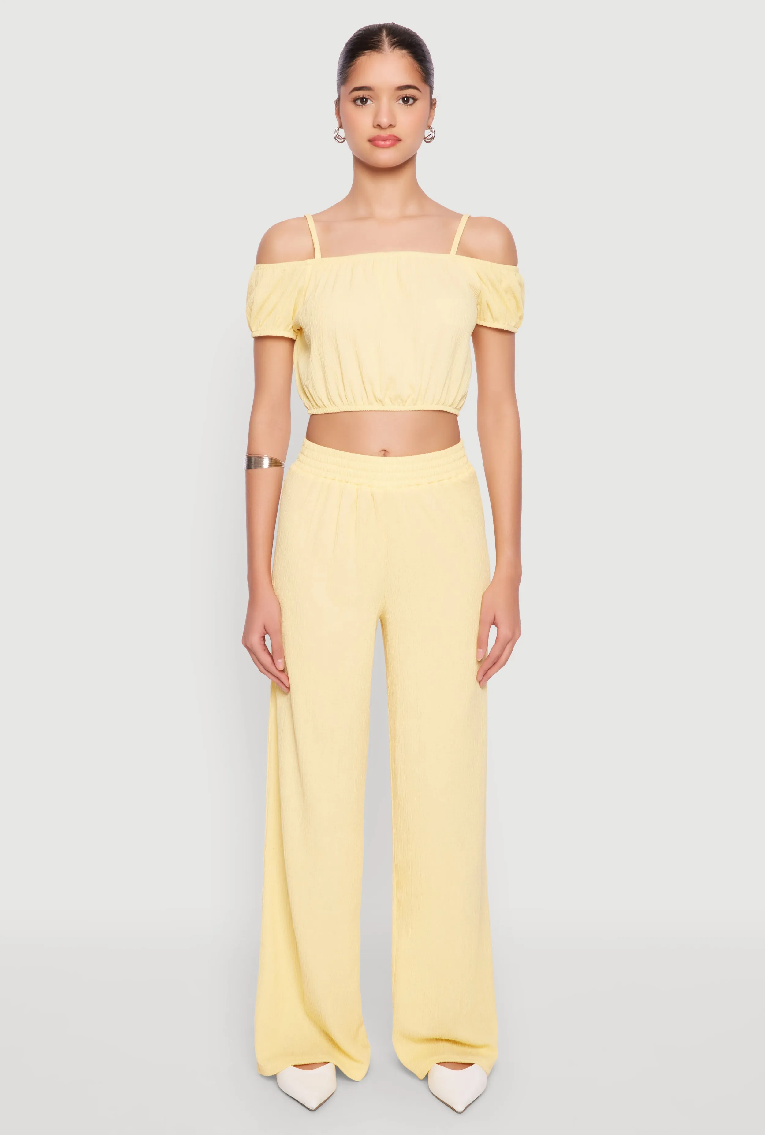 Almost Famous Textured Knit Wide Leg Pants