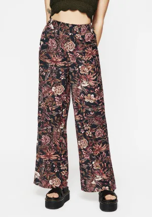 Bashe Cotton Floral Snake Print Wide Leg Trousers