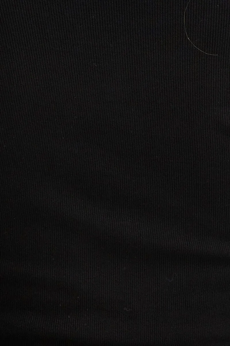 Black Basic Top Ribbed