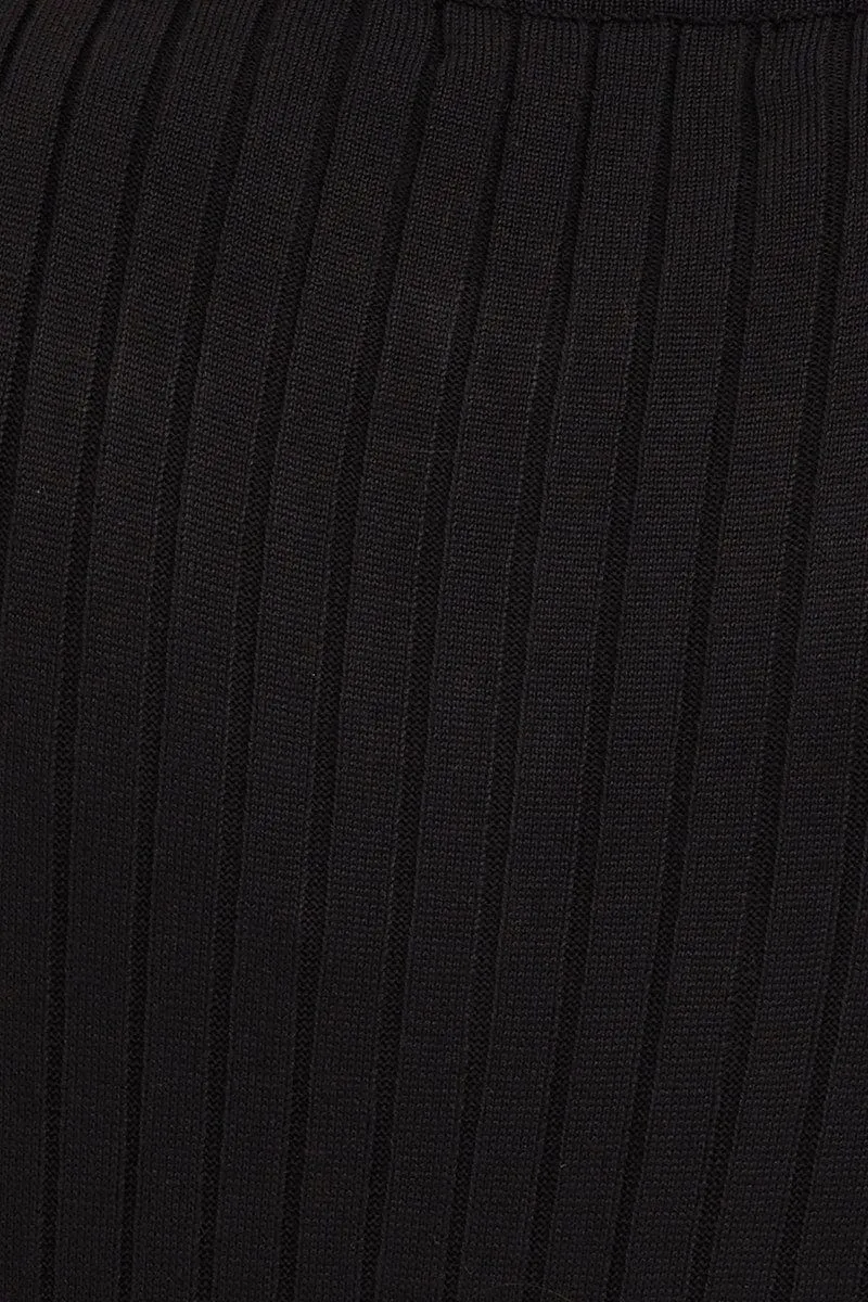 Black Bodycon Dress Short Sleeve Mini Knit