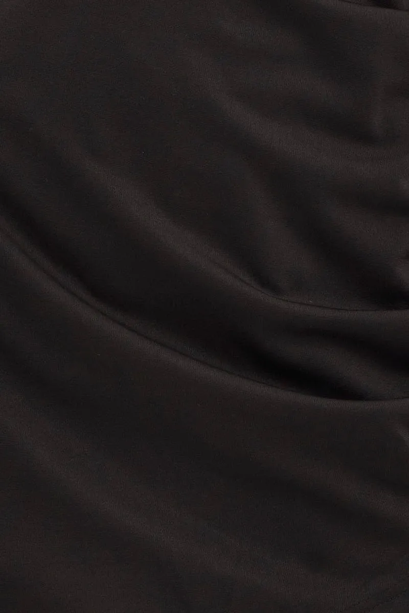 Black Bodycon Dress Short Sleeve Mini V Neck