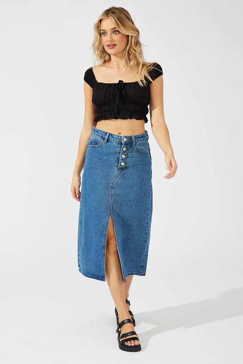 Black Crop Top Eyelet