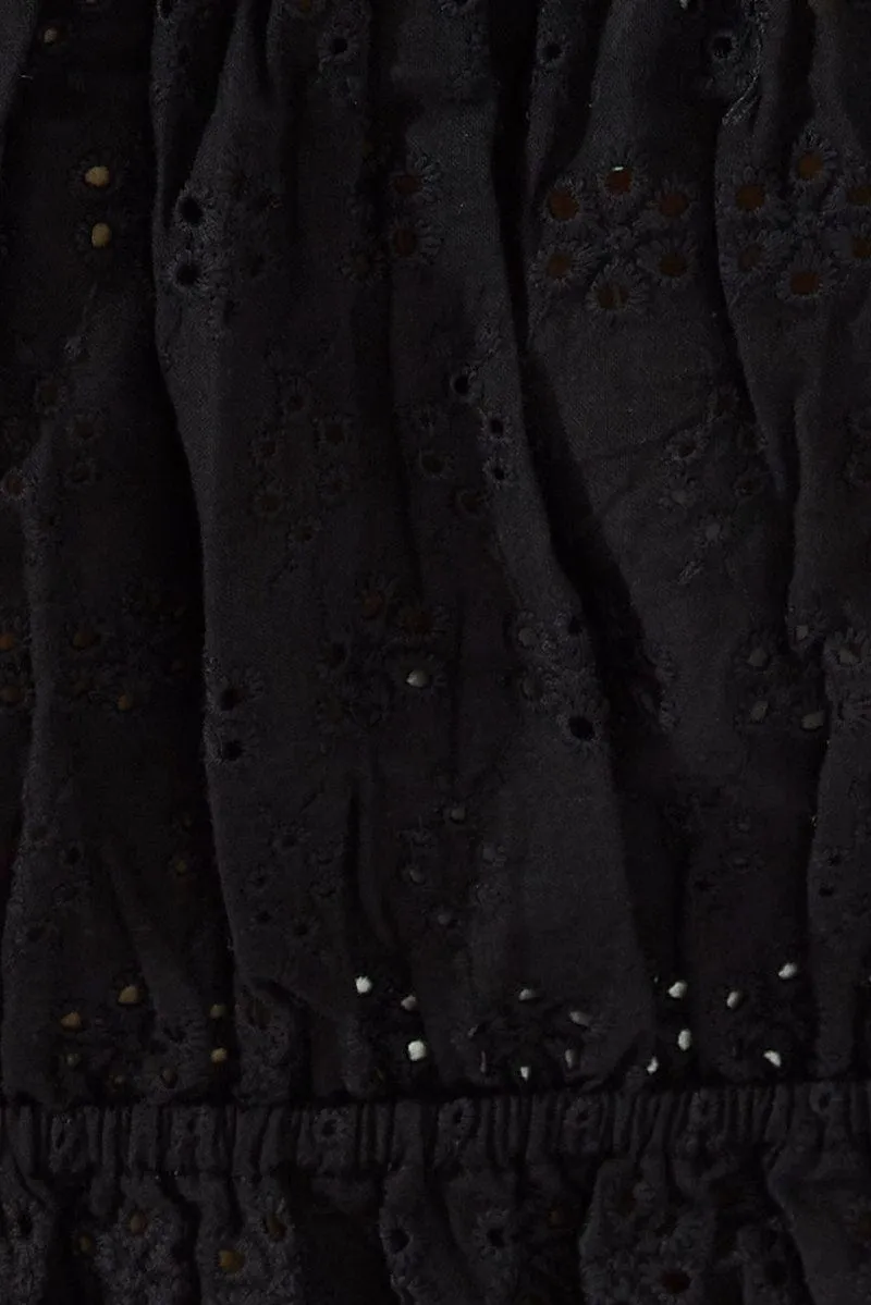 Black Crop Top Eyelet