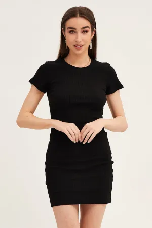 Black Dress Short Sleeve Crew Neck