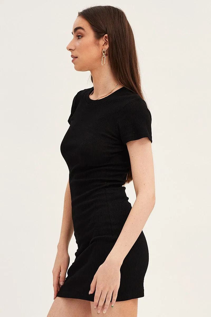 Black Dress Short Sleeve Crew Neck