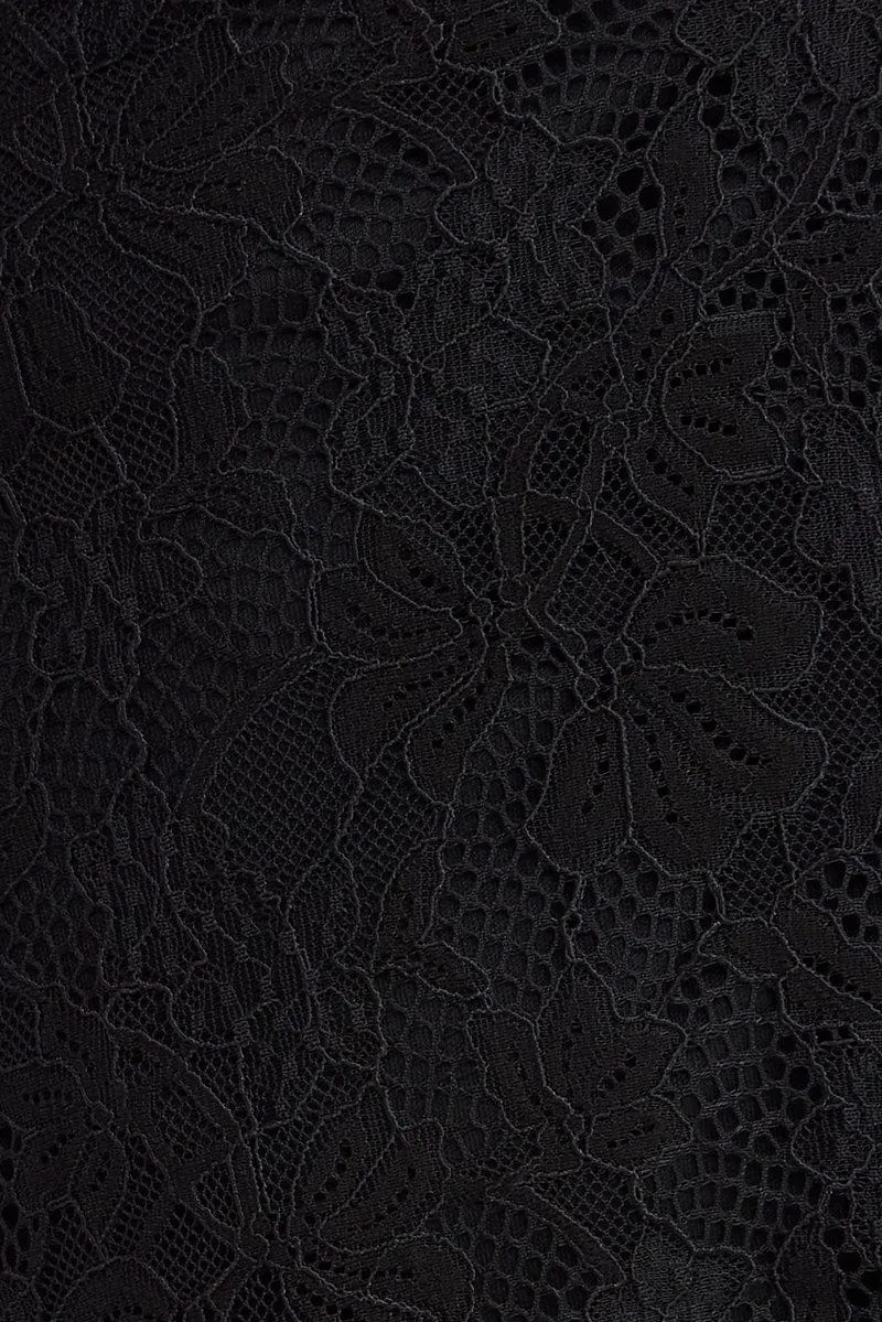 Black Dress Sleeveless Mini High Neck Lace