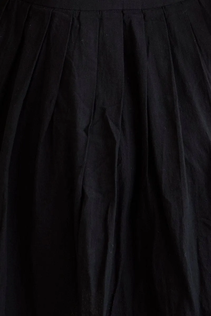 Black Fit And Flare Dress Short Sleeve V Neck