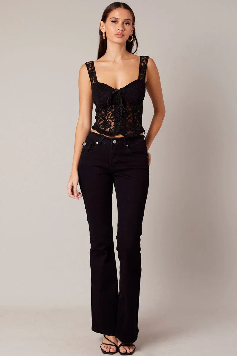 Black Lace Up Top Lace