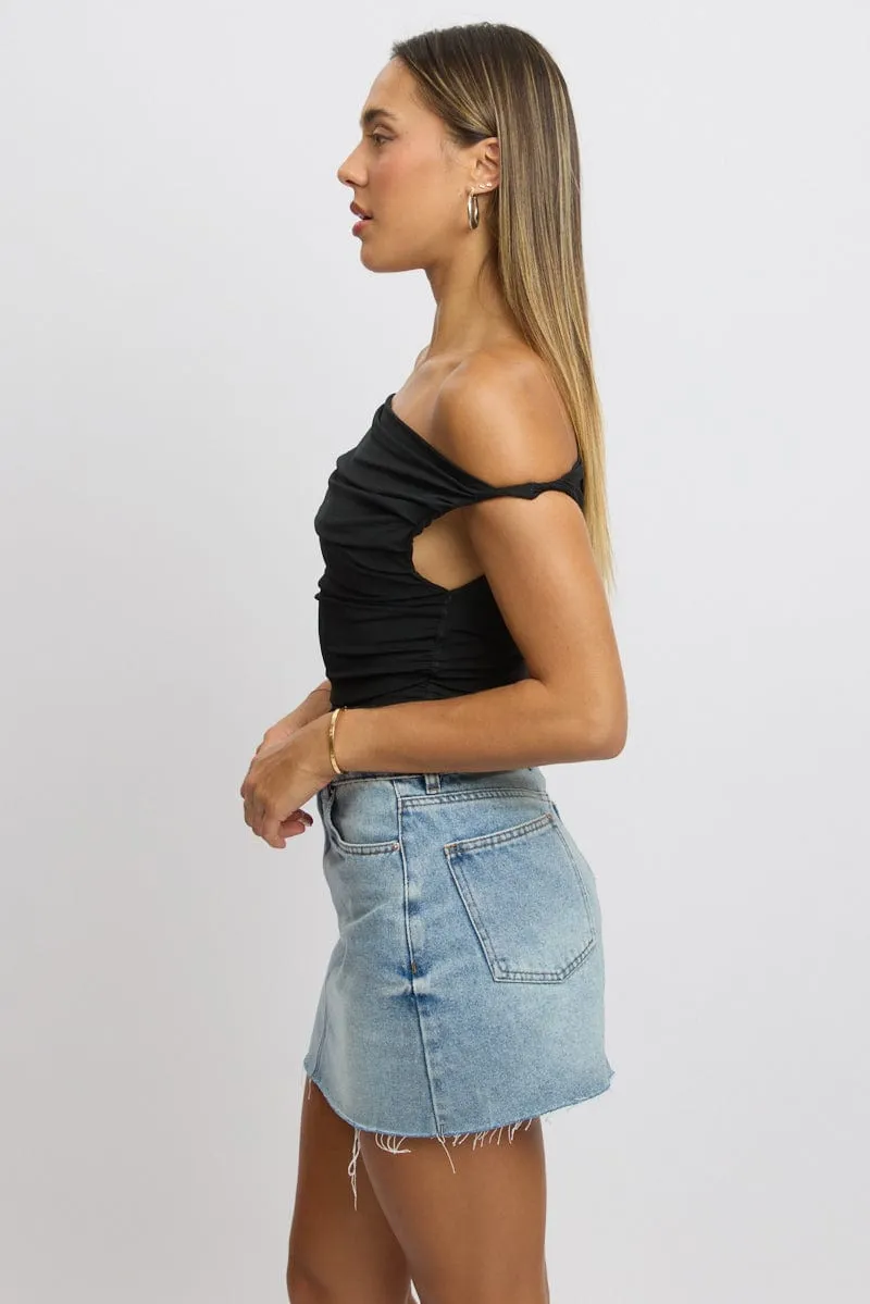 Black Off Shoulder Top Mesh