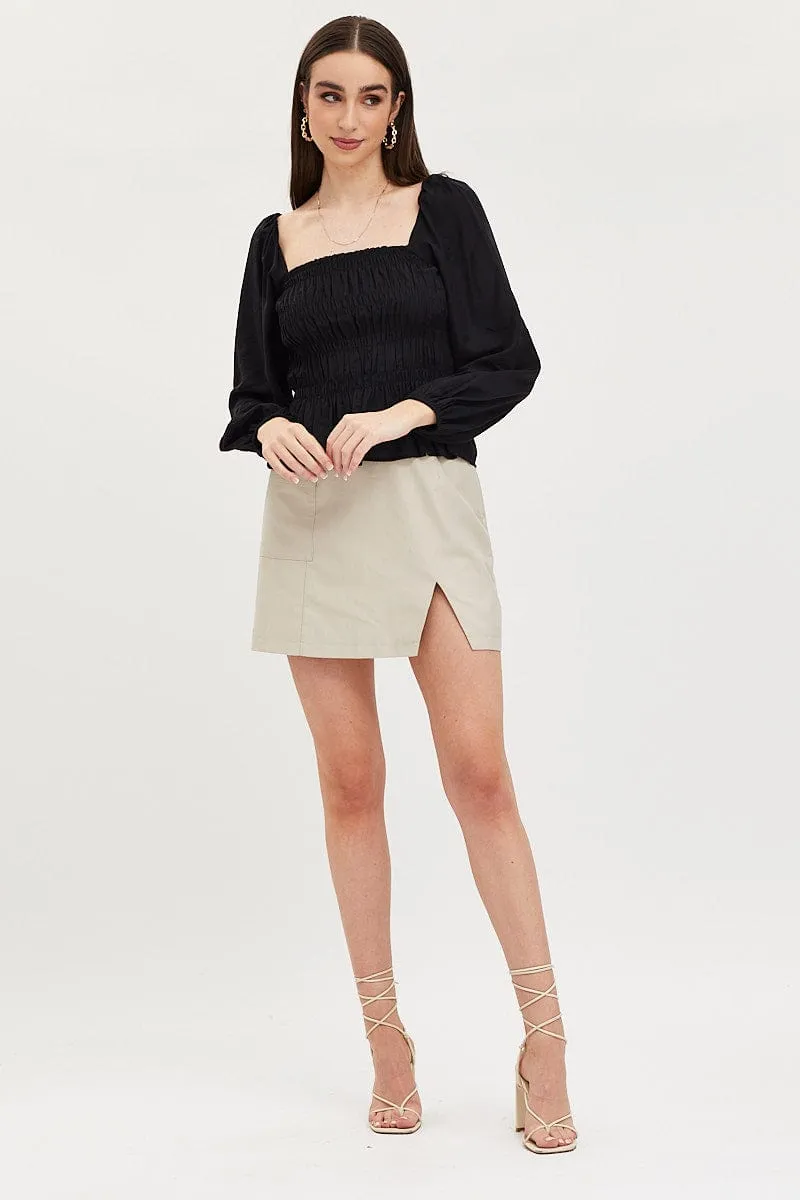Black Peplum Top Long Sleeve