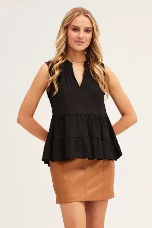 Black Peplum Top Sleeveless