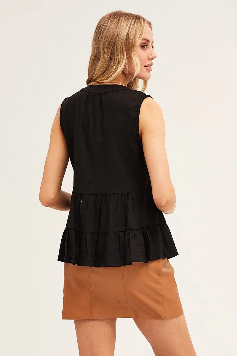Black Peplum Top Sleeveless