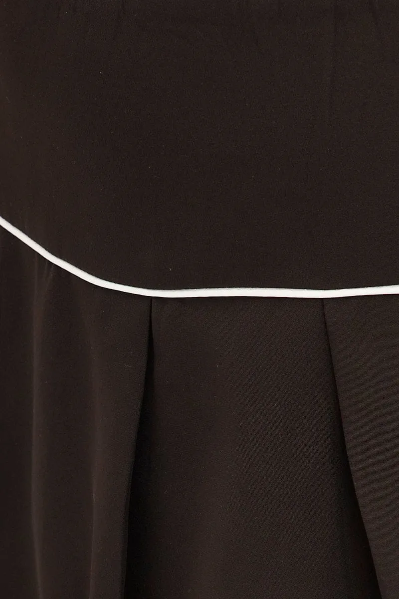 Black Pleated Tennis Mini Skort Skirt