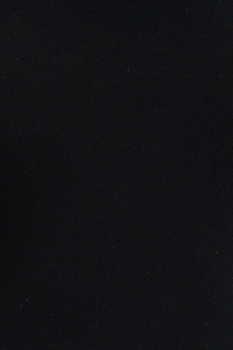 Black Romper Scoop Neck Long Sleeve Cotton Playsuit