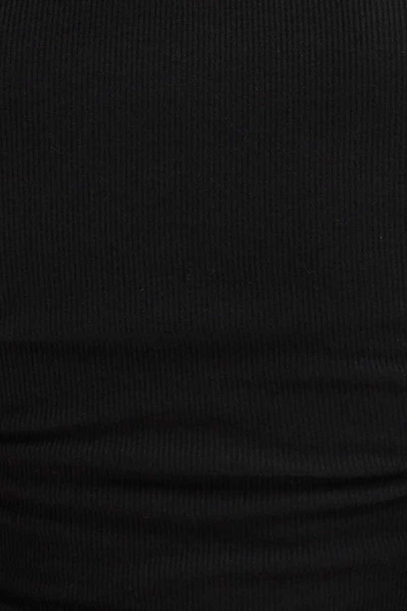 Black Ruched Top Long Sleeve