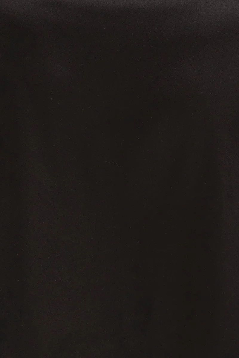 Black Satin Pajamas Set Short Sleeve Crop