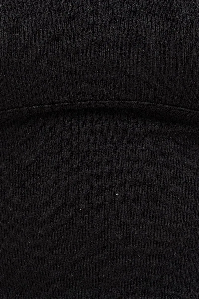 Black Seamless Corset Detail Singlet Top