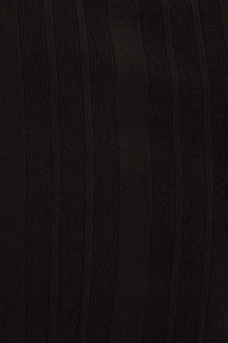 Black Short Sleeve Ruched Knit Top