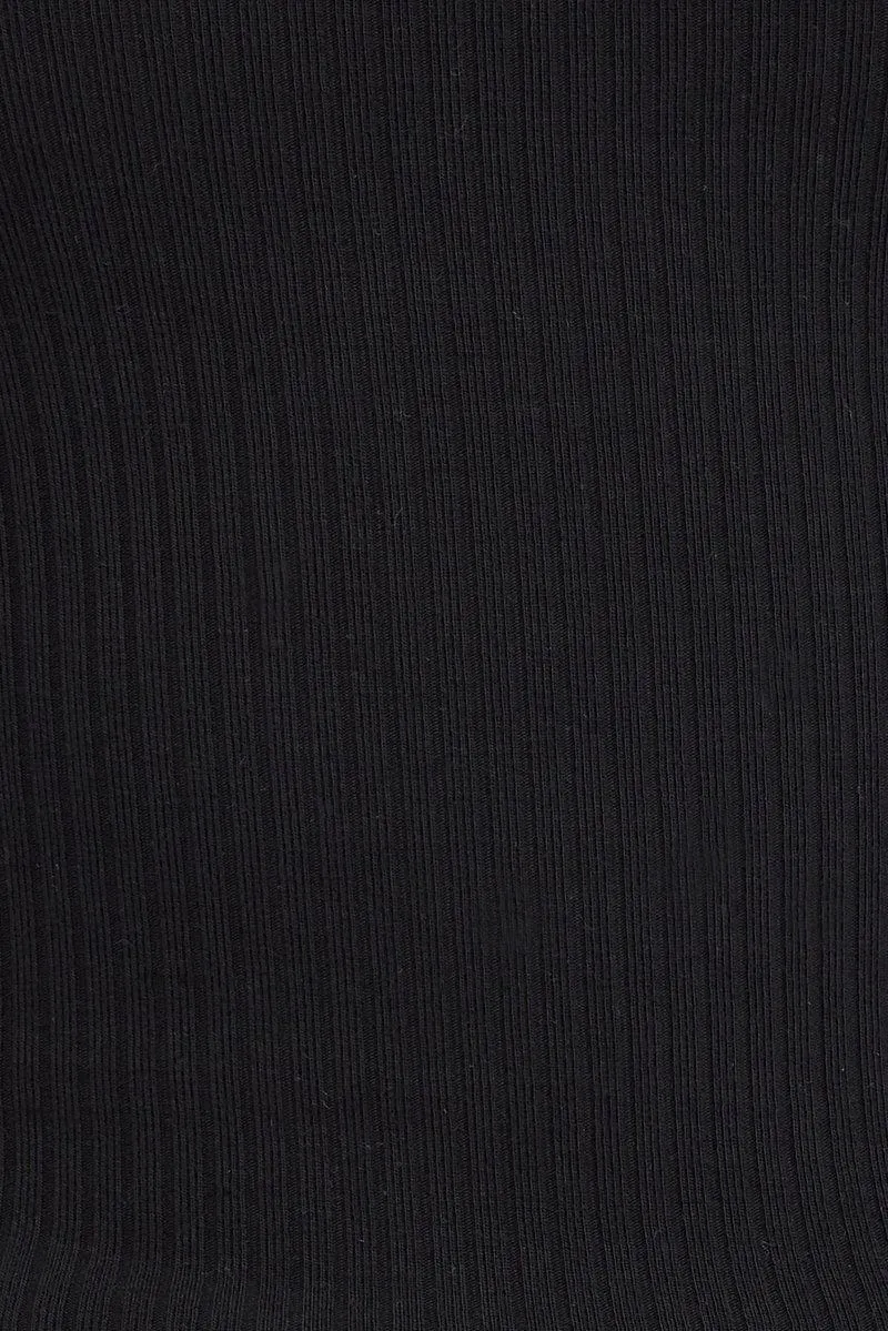 Black Singlet Top Scoop Neck