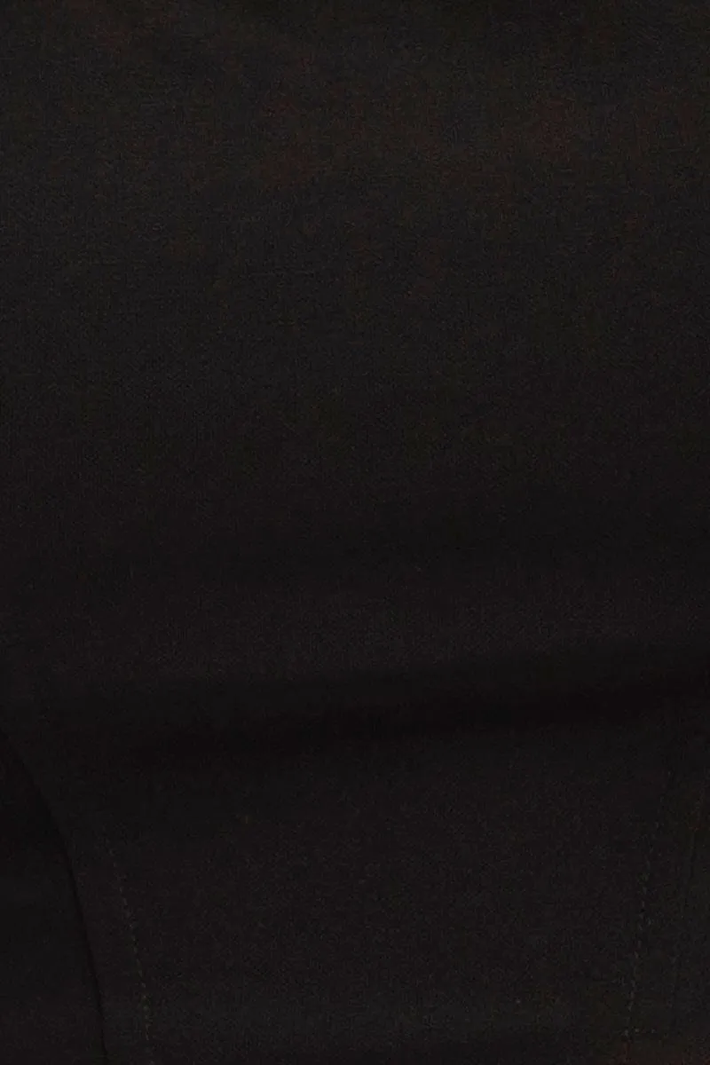 Black Sleeveless Jersey Shirred Back Corset Top