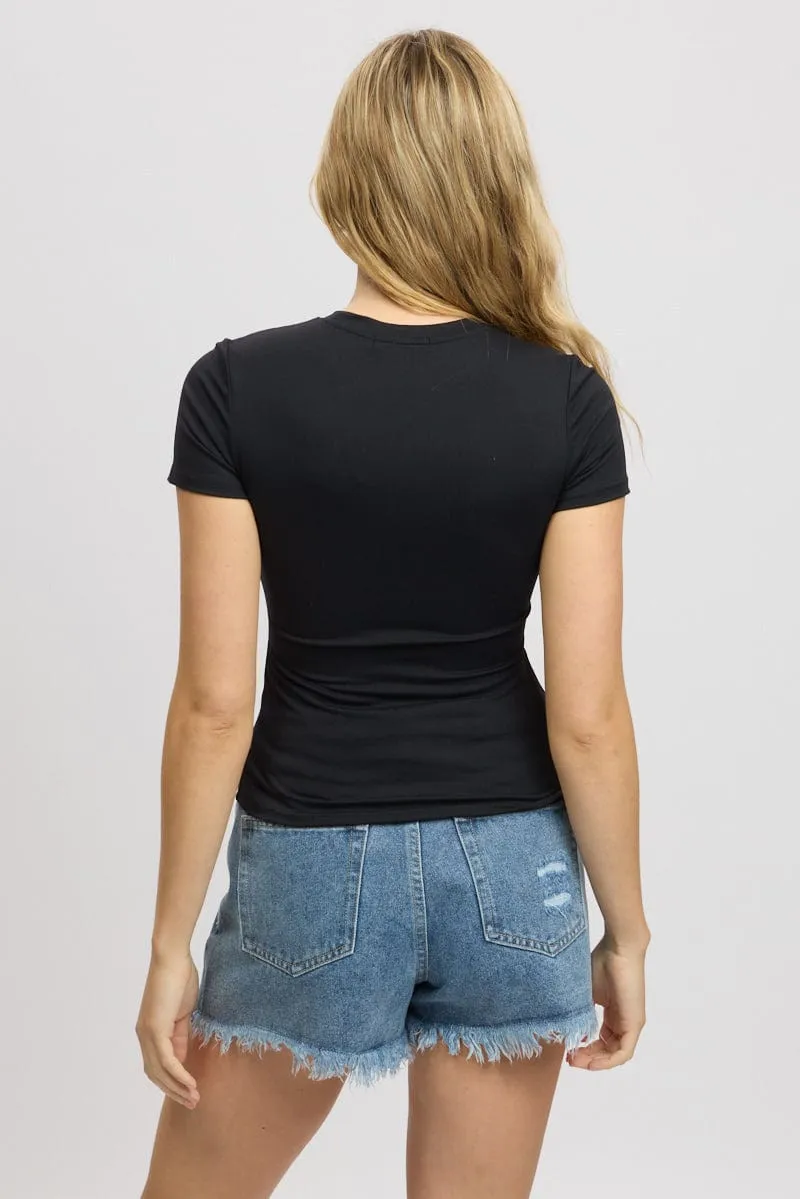 Black T shirt Short Sleeve Crew Neck Supersoft