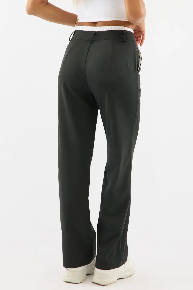 Black Tailored Pants Boxer Wide Leg