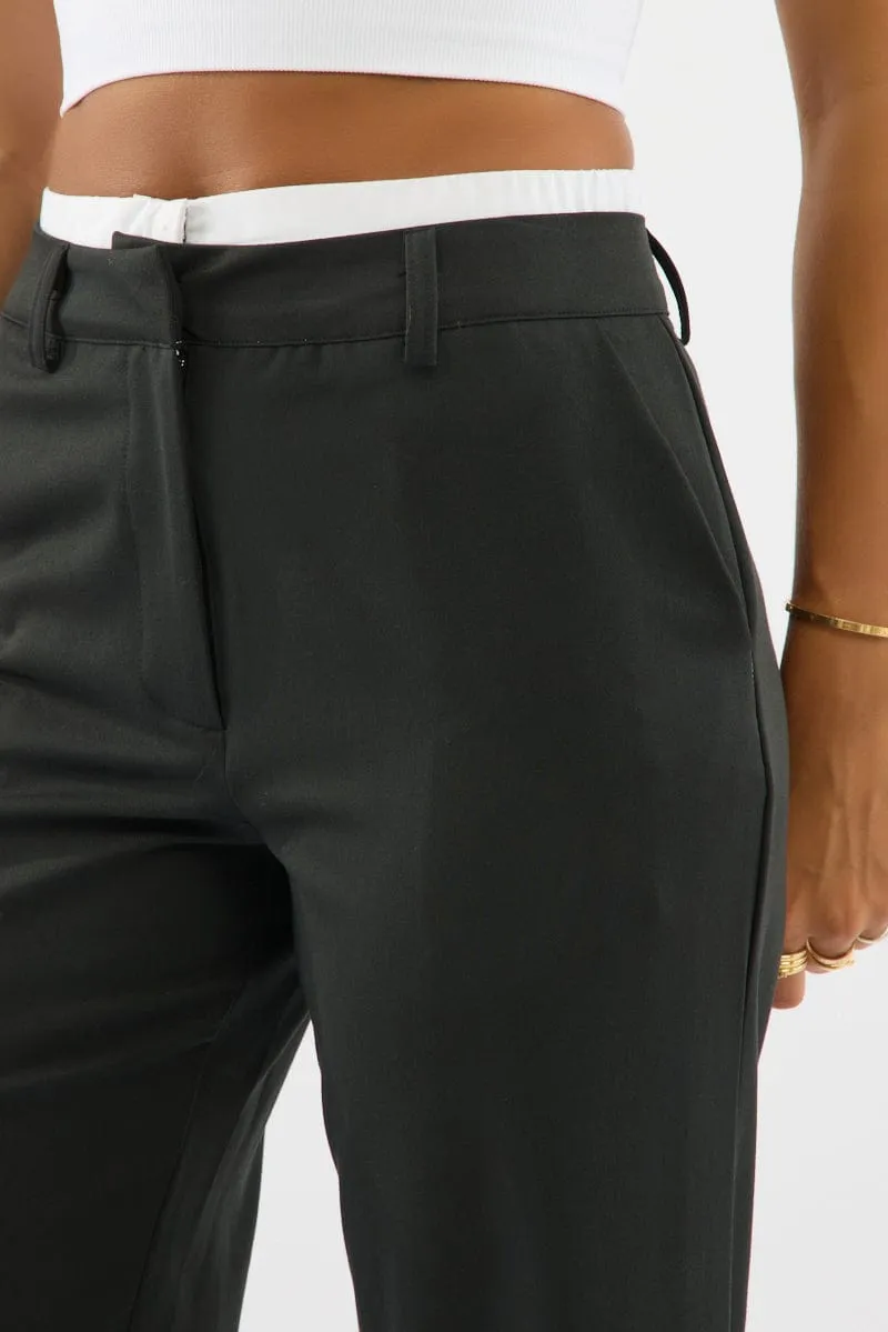 Black Tailored Pants Boxer Wide Leg