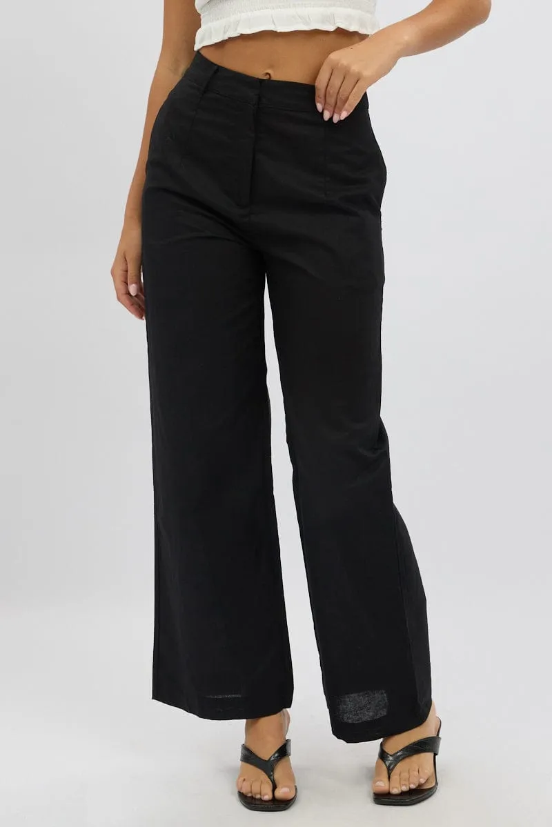 Black Tailored Pants Wide Leg