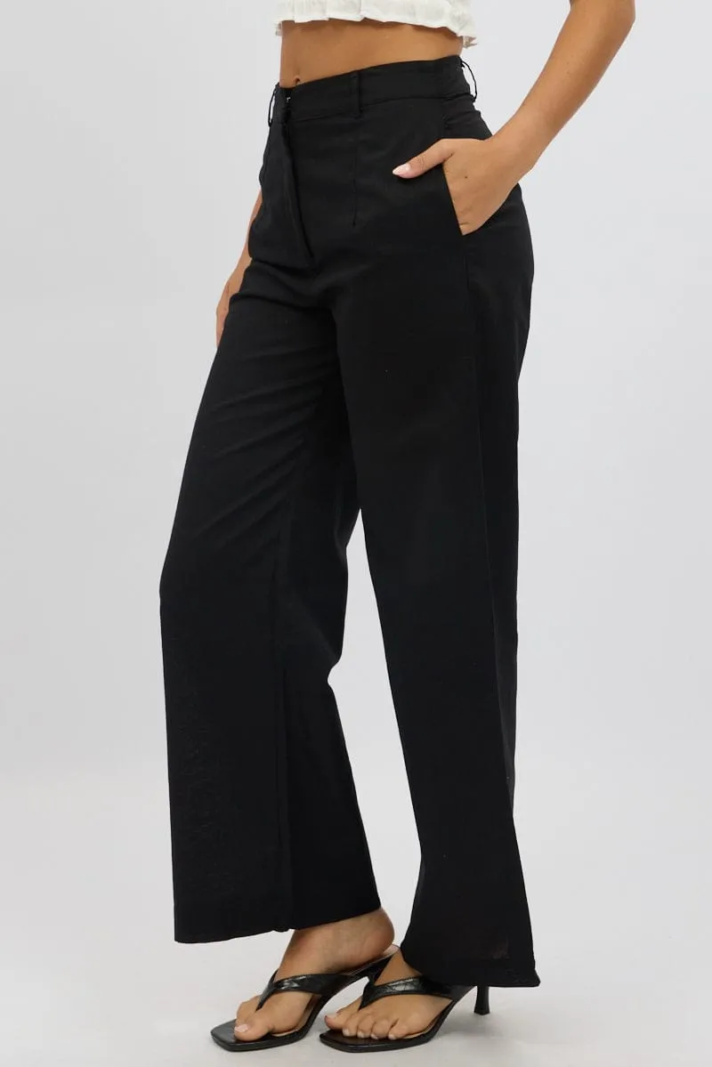 Black Tailored Pants Wide Leg