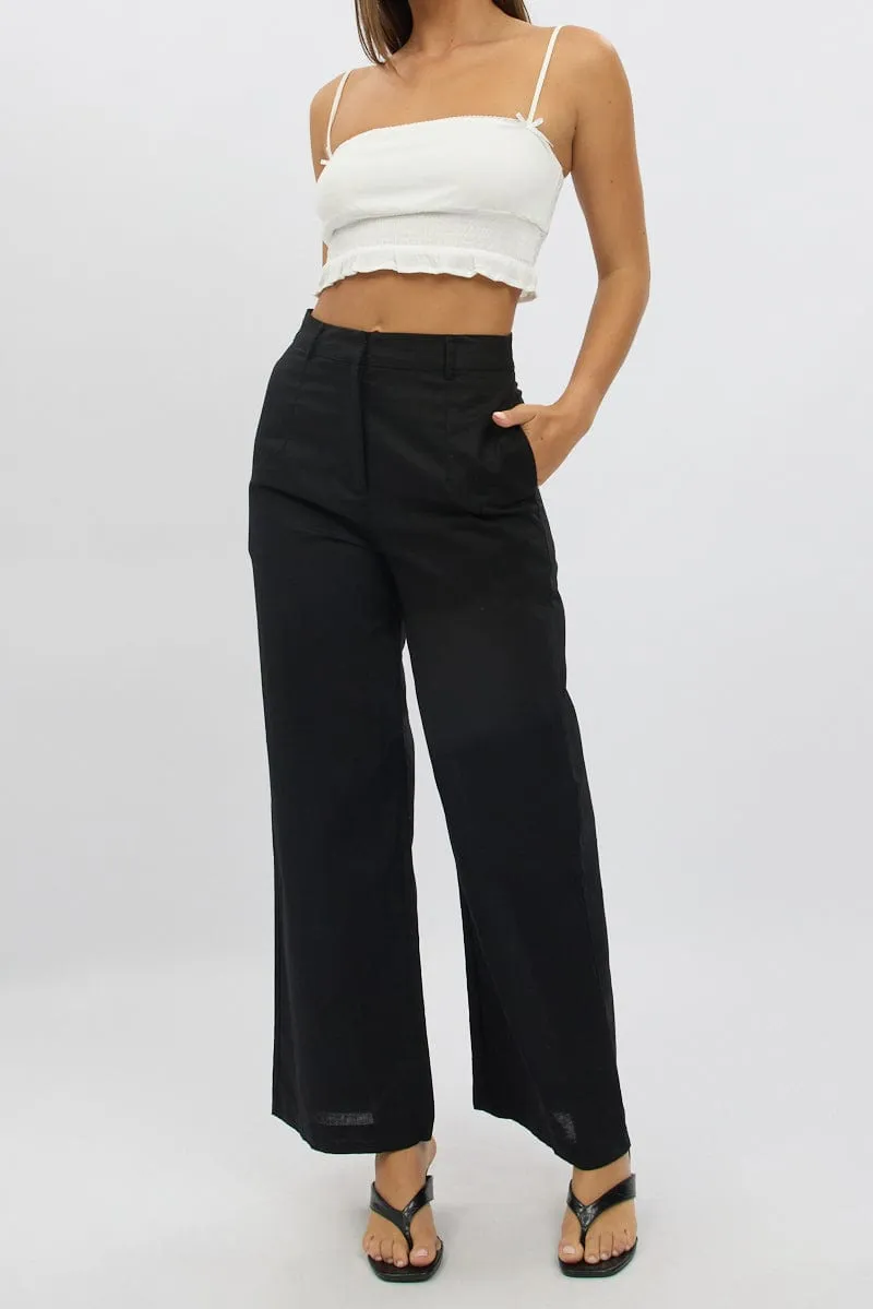 Black Tailored Pants Wide Leg