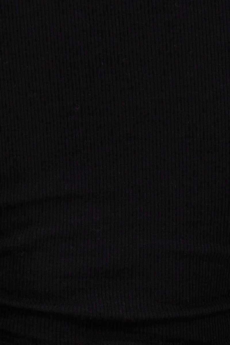 Black Tank Top Round Neck Croset Details