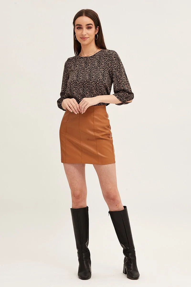 Black Three-Quarter Sleeve Work Wear Top
