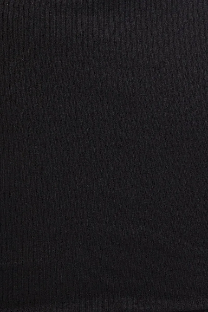 Black Top Drawstring Wrap Neck