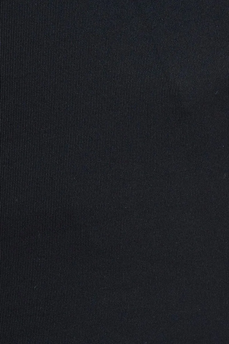 Black Top Long Sleeve Round Neck Elastic Back Jersey