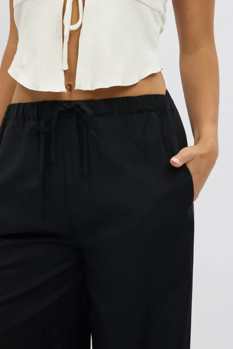 Black Wide Leg Pants Elasticated Waist
