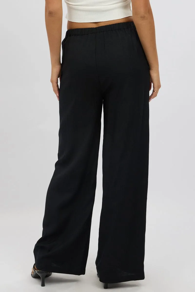 Black Wide Leg Pants Elasticated Waist