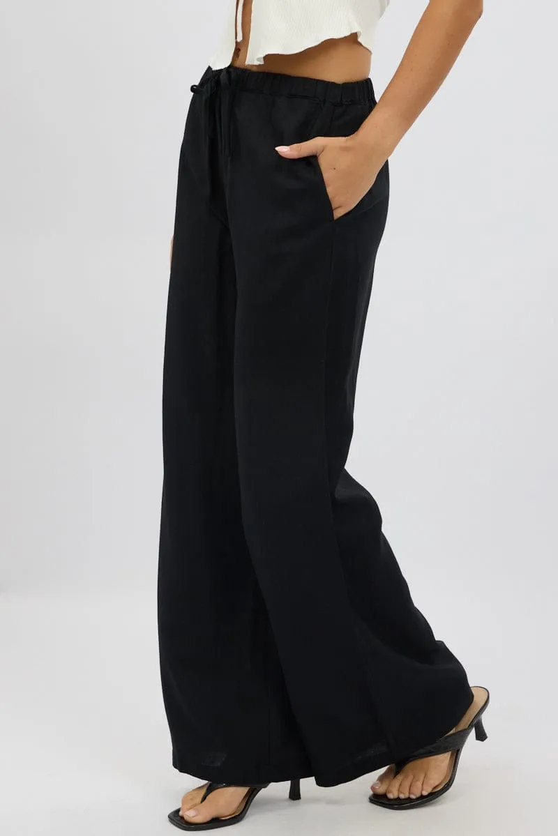 Black Wide Leg Pants Elasticated Waist
