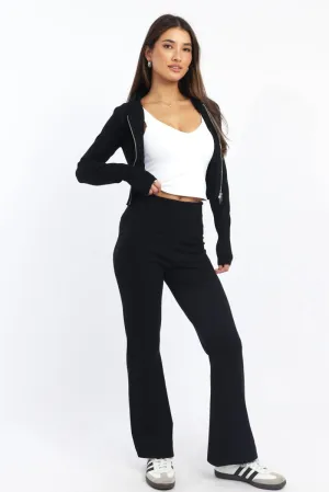 Black Wide Leg Pants Knit