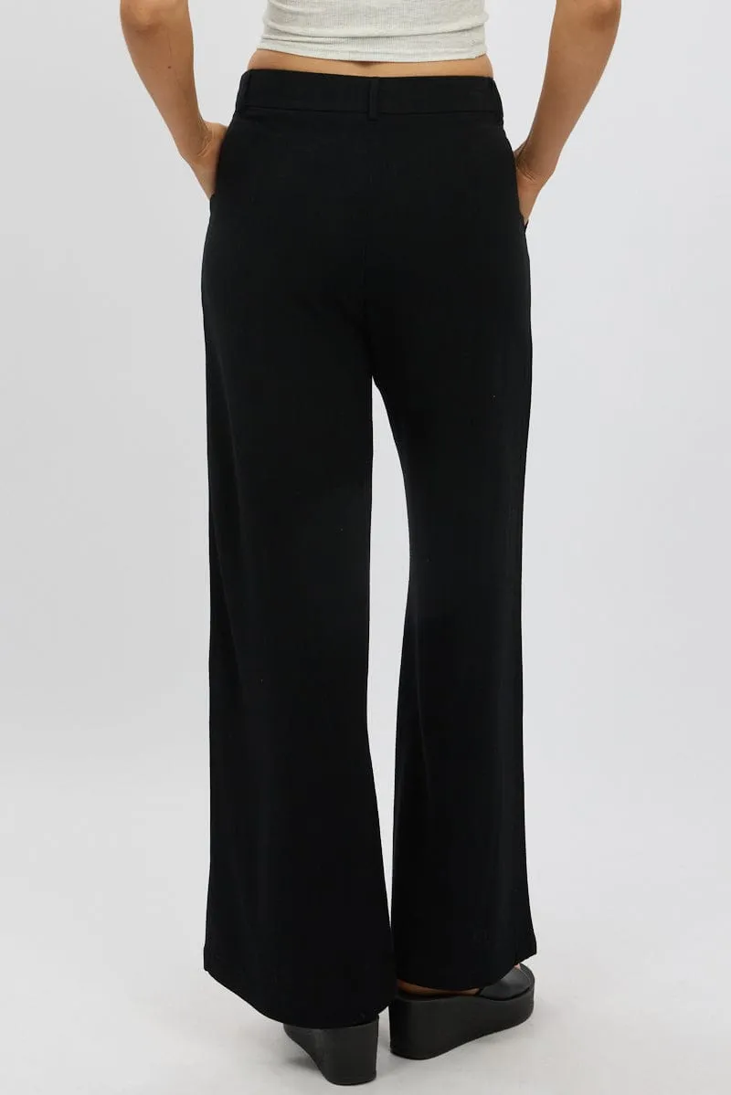 Black Wide Leg Pants Mid Rise