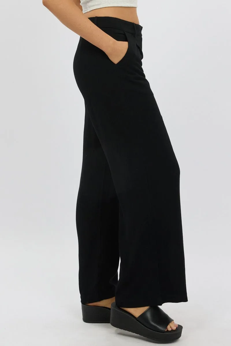Black Wide Leg Pants Mid Rise