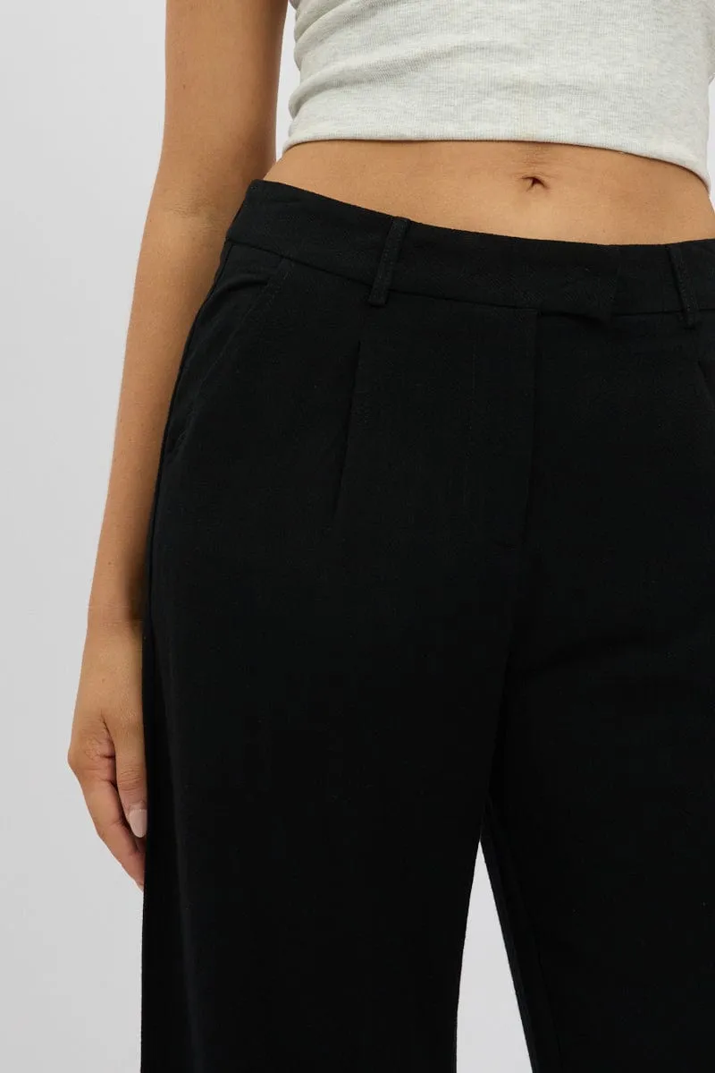 Black Wide Leg Pants Mid Rise